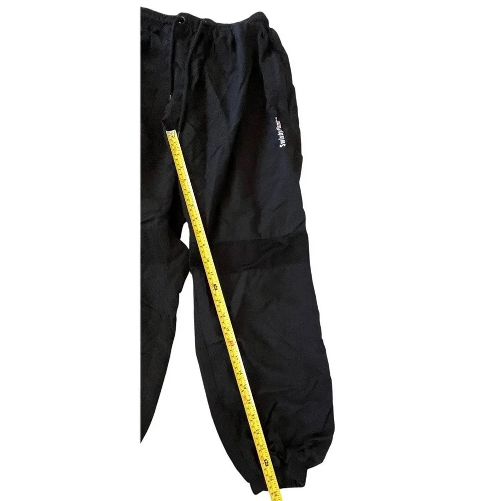 Swishy Pants Black Athletic Joggers Mesh Knee Track Pants Mens Small